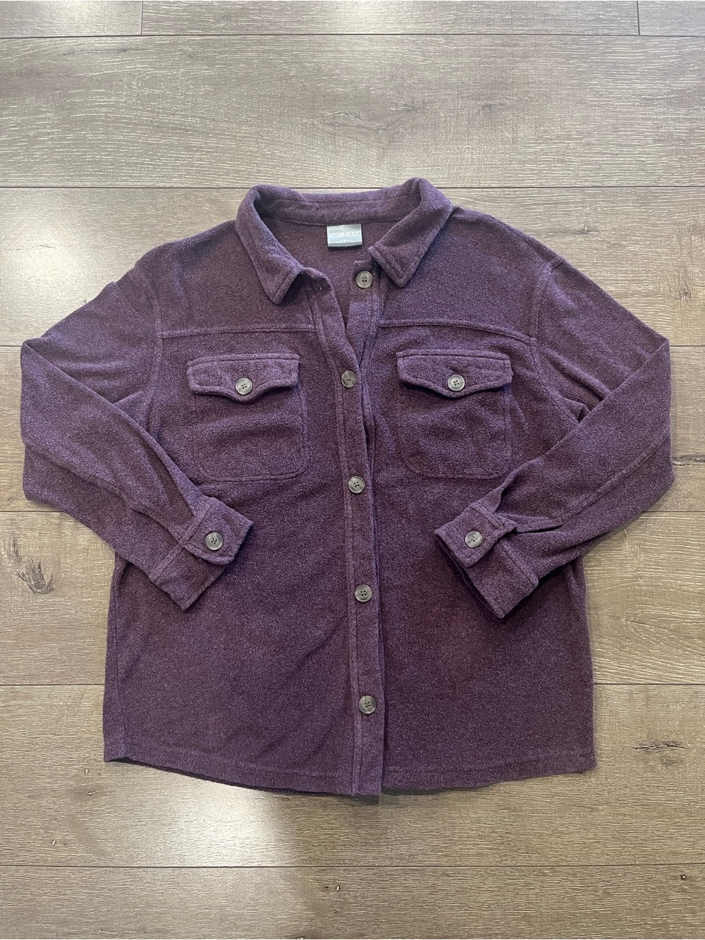 32 degree Heat Cozy Button-Front Shacket - Plum/Purple